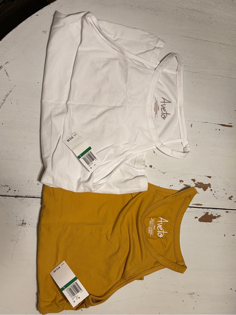 Set of 2 Aveto Tank Tops - White & Mustard
